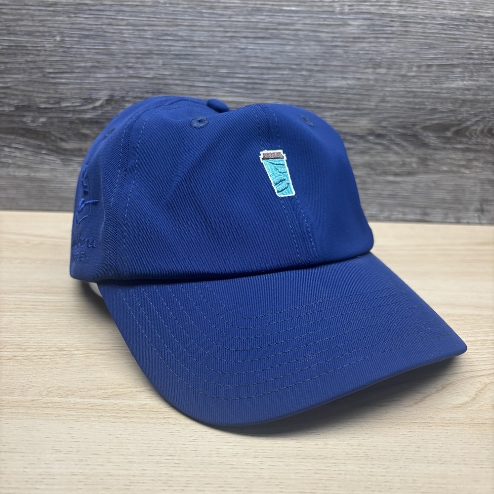 Caribou Coffee Hat Cap Strap Back Blue Baseball Embroidered Cup Slogan Mens